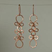 Hammered Copper Fleur Dangle Earrings