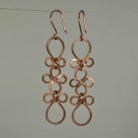 Hammered Copper Fleur Dangle Earrings