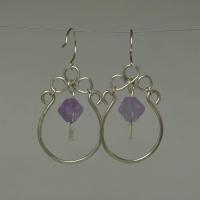 Amethyst & Hammered Sterling Silver Statement Earrings