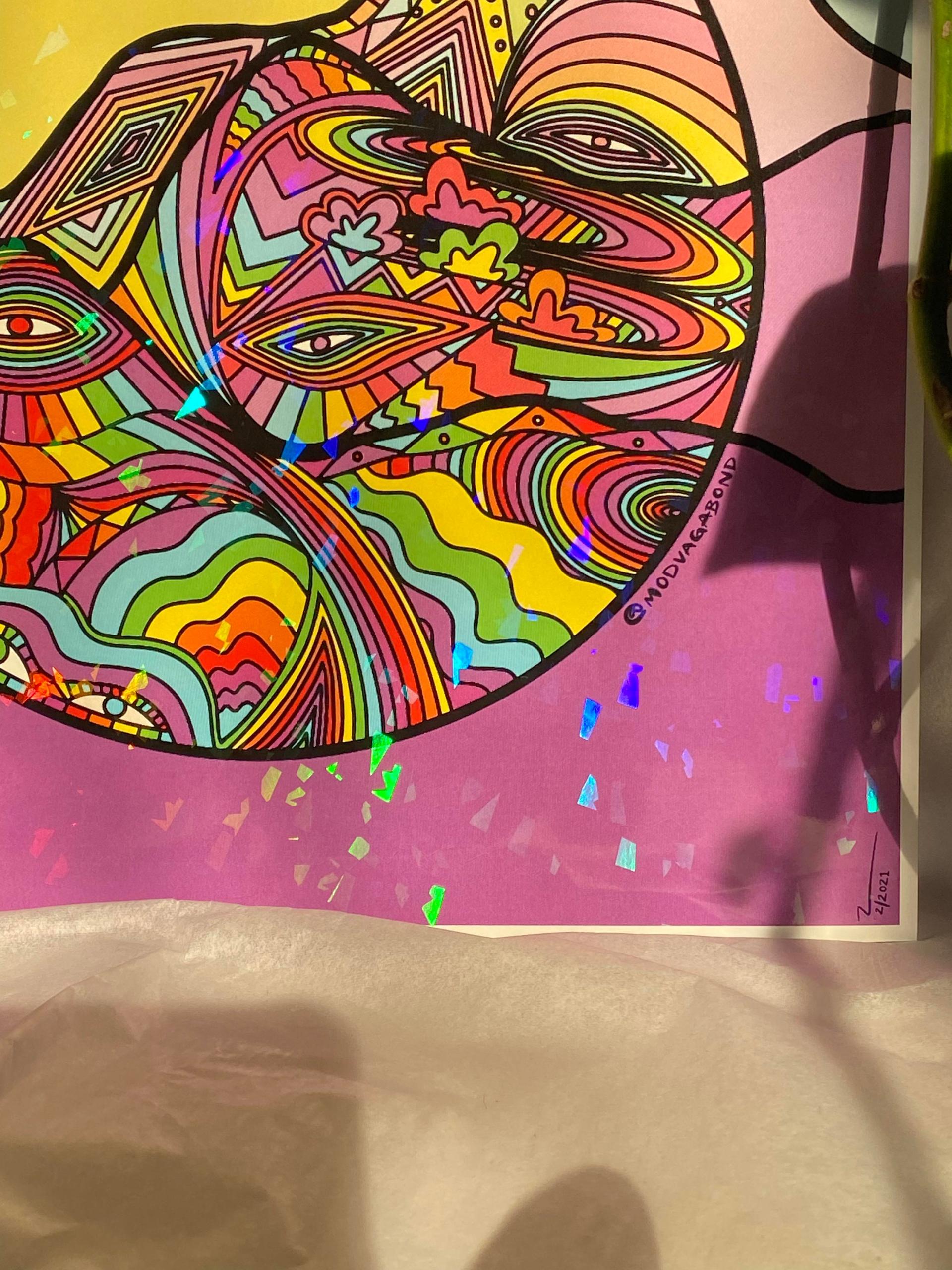 SALE* “The Ascent” Holographic Abstract Trippy Mountain Print 11"x11" (*SEE DESCRIPTION)