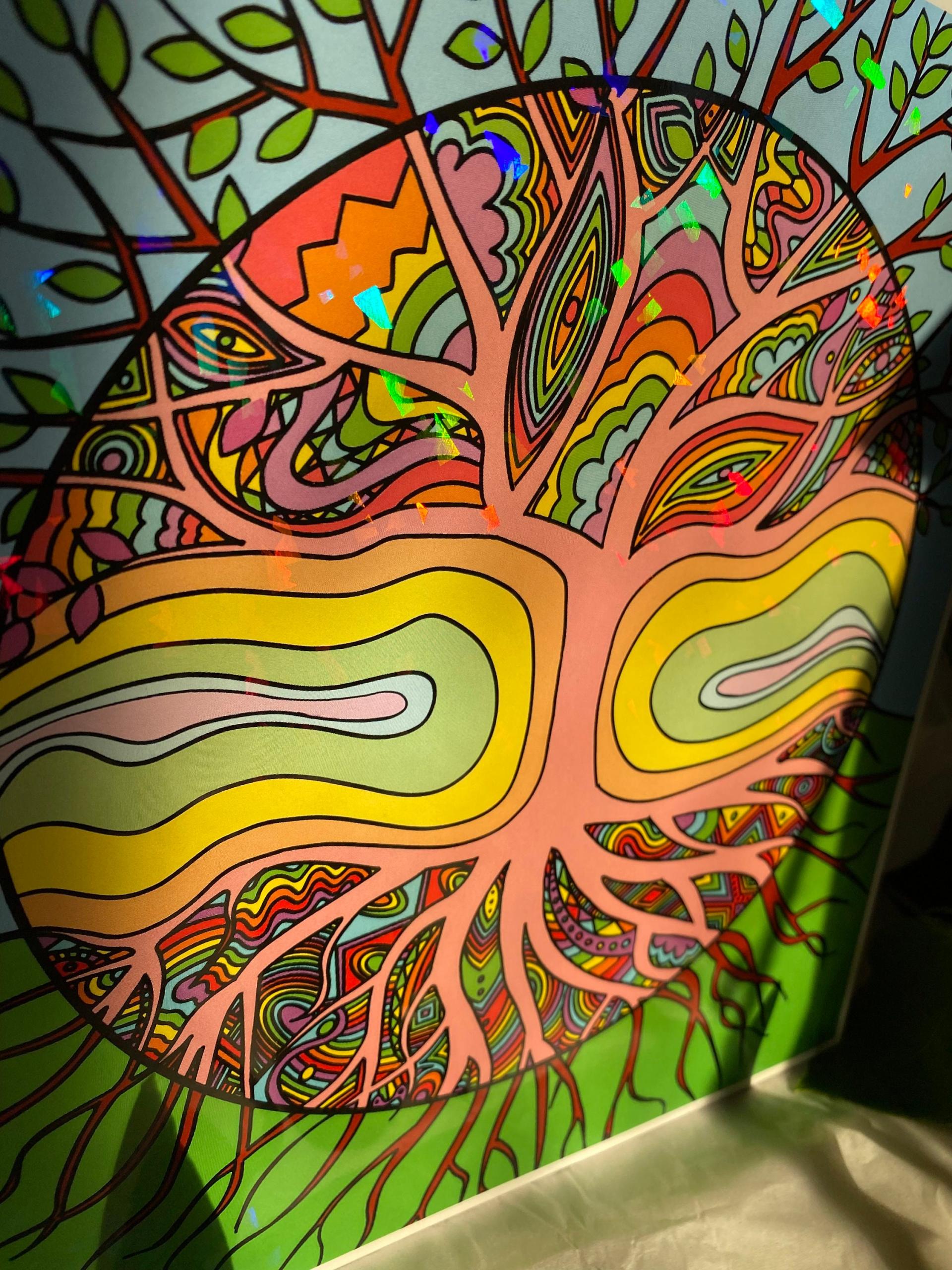 SALE* Holographic Abstract Trippy Tree of Life Print 11"x11" (*SEE DESCRIPTION)