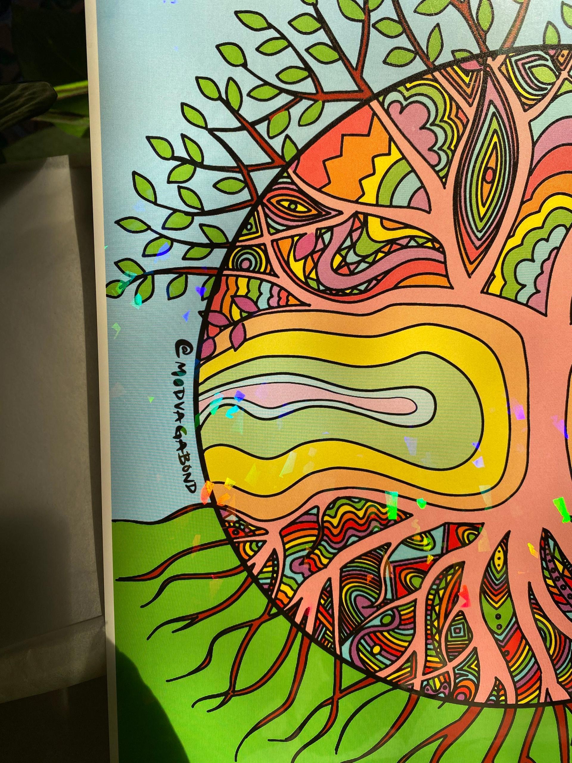 SALE* Holographic Abstract Trippy Tree of Life Print 11"x11" (*SEE DESCRIPTION)