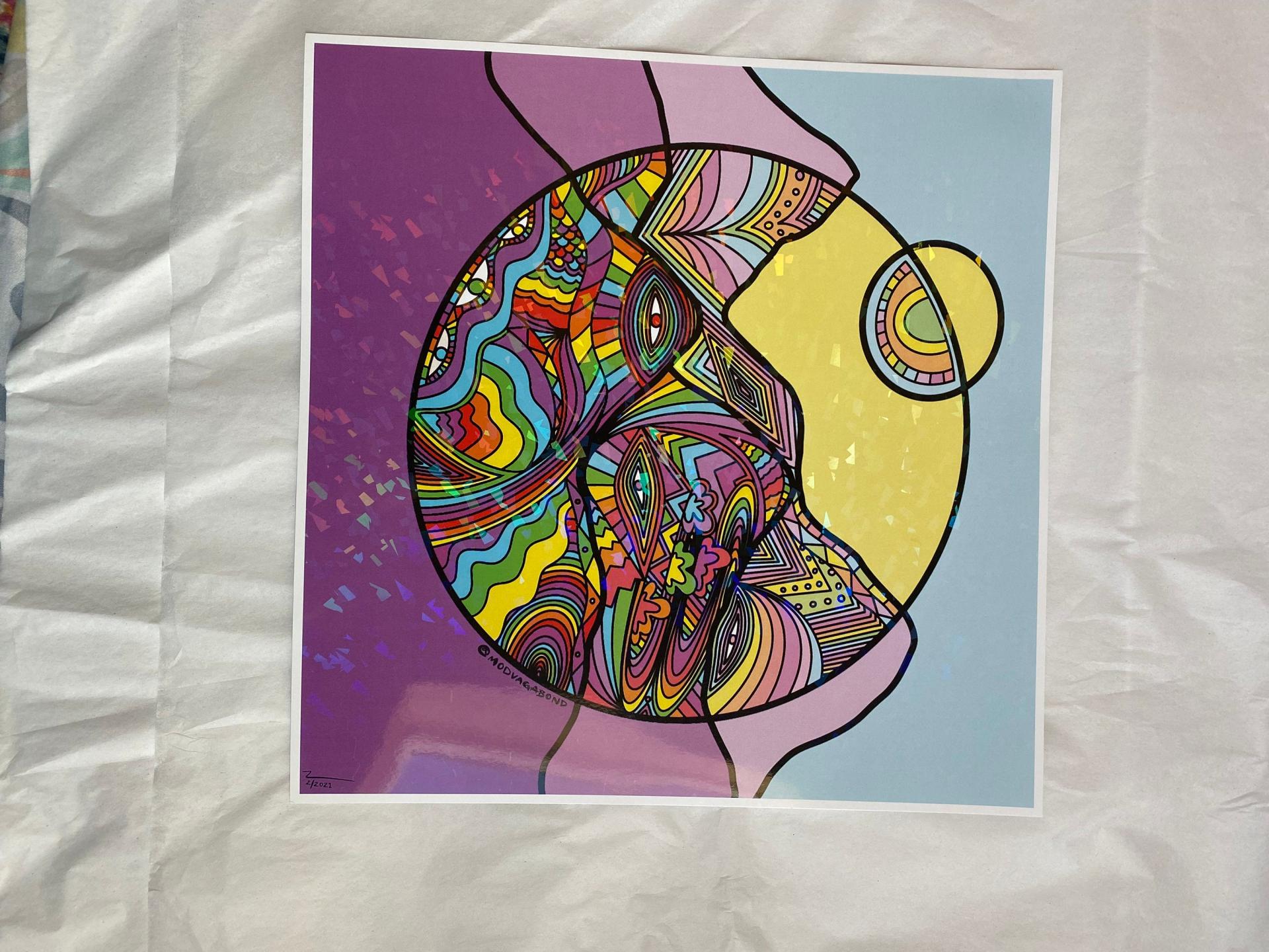 SALE* “The Ascent” Holographic Abstract Trippy Mountain Print 11"x11" (*SEE DESCRIPTION)