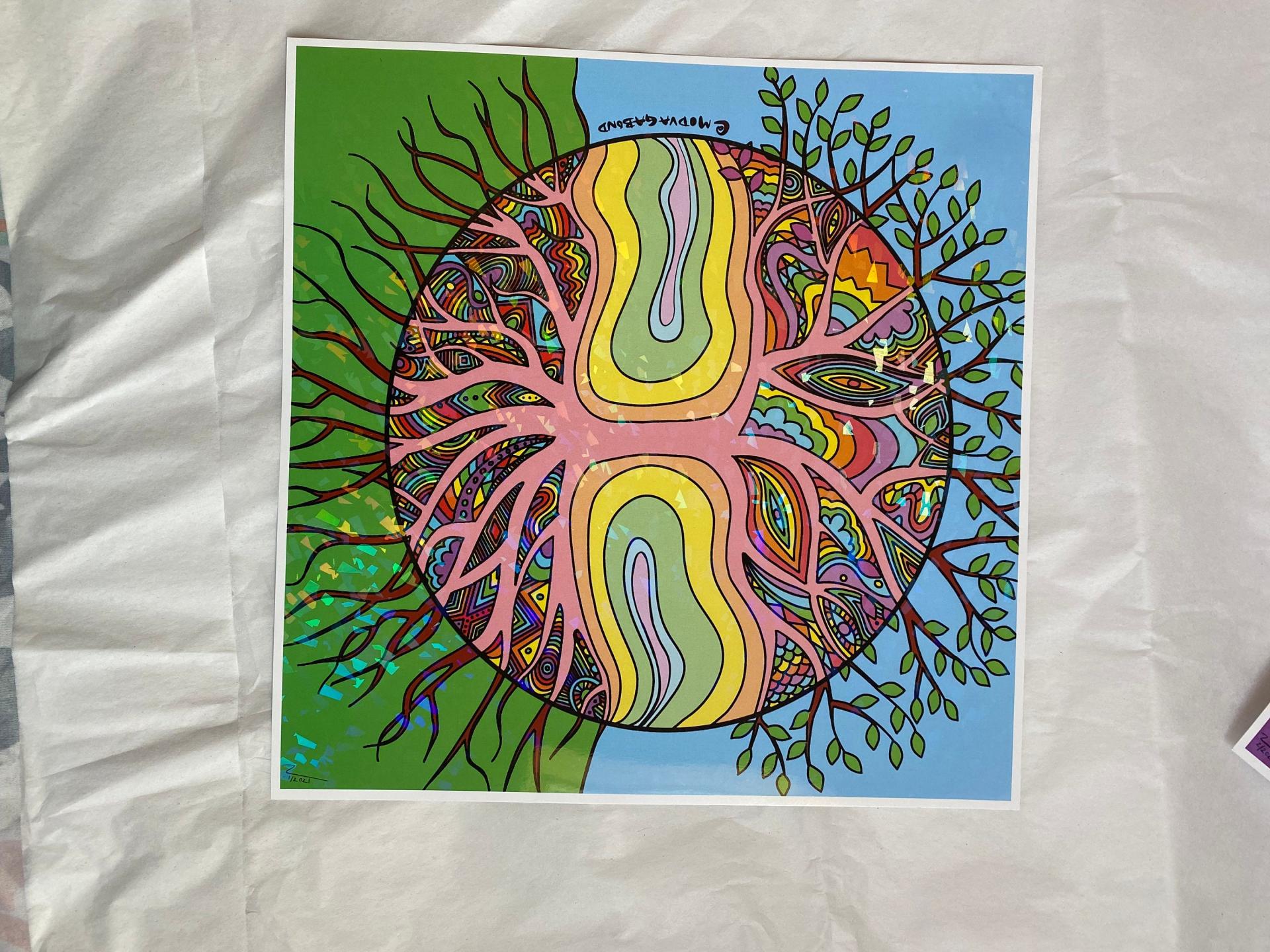 SALE* Holographic Abstract Trippy Tree of Life Print 11"x11" (*SEE DESCRIPTION)
