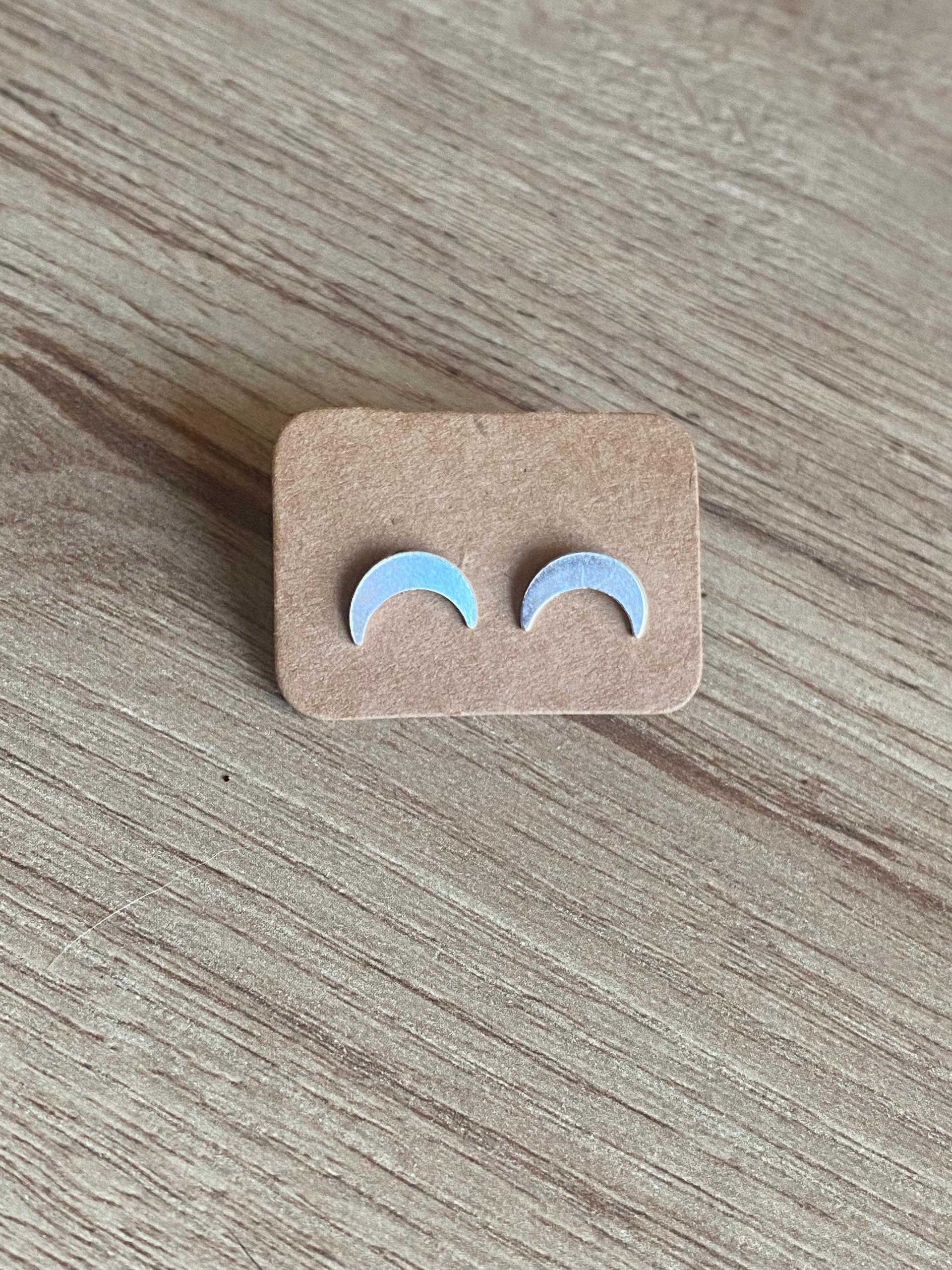 Simple Crescent Moon Sterling Silver Earrings