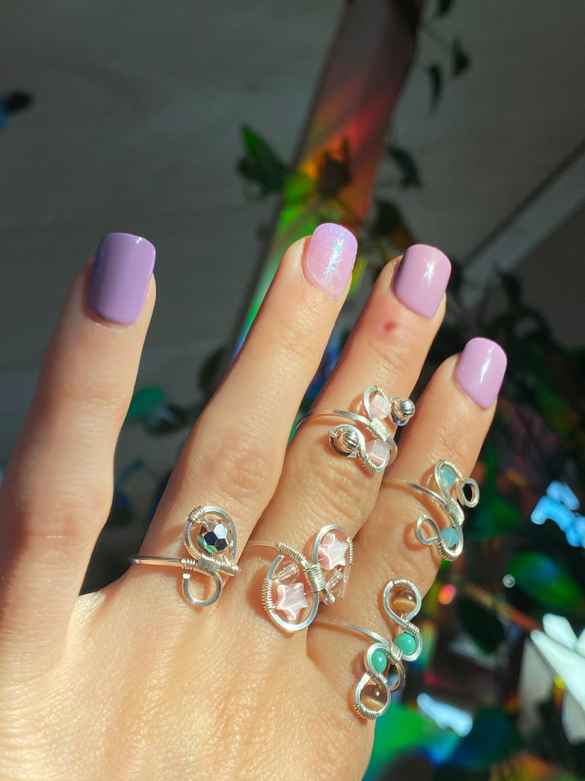 Statement .925 Silver Pink Stars Ring, Size 7