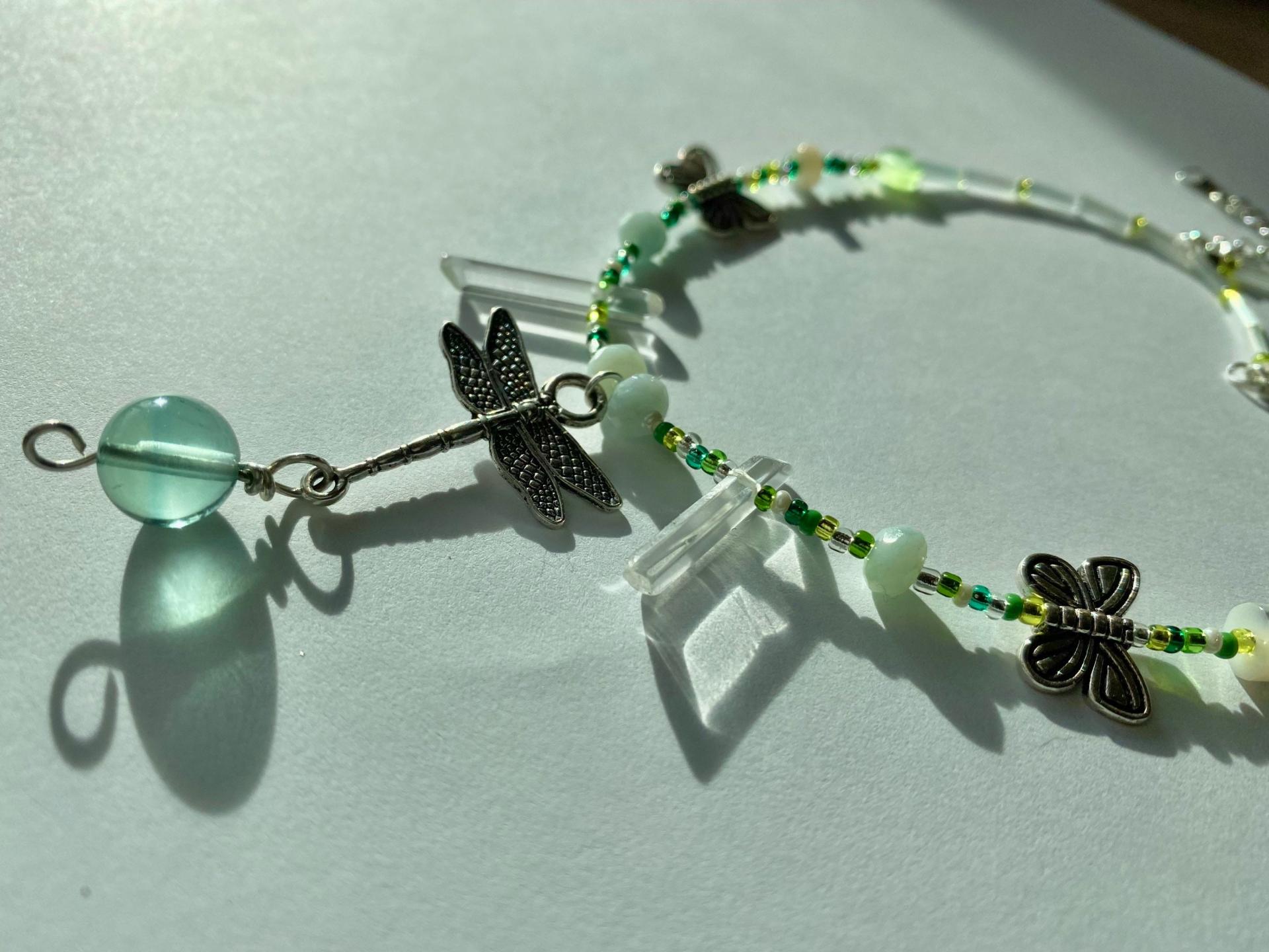 Fluorite, Quartz, Dragonfly & Butterfly Necklace