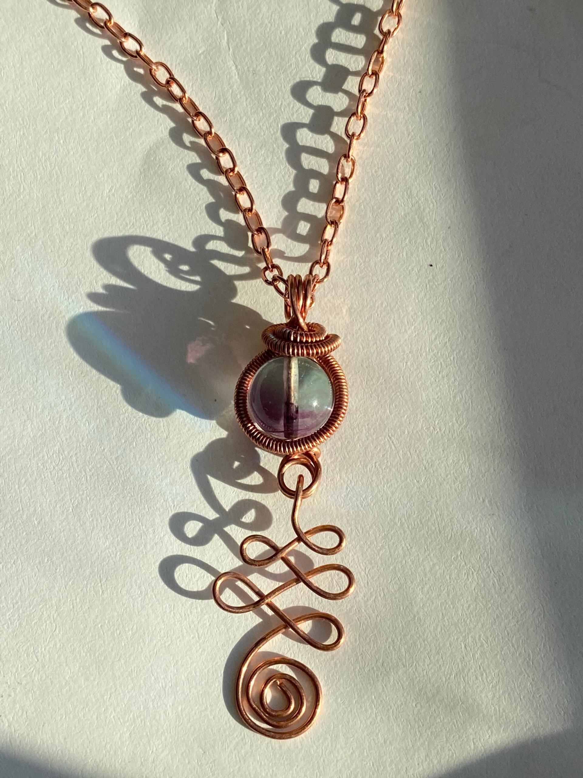 Fluorite Unalome Copper Necklace