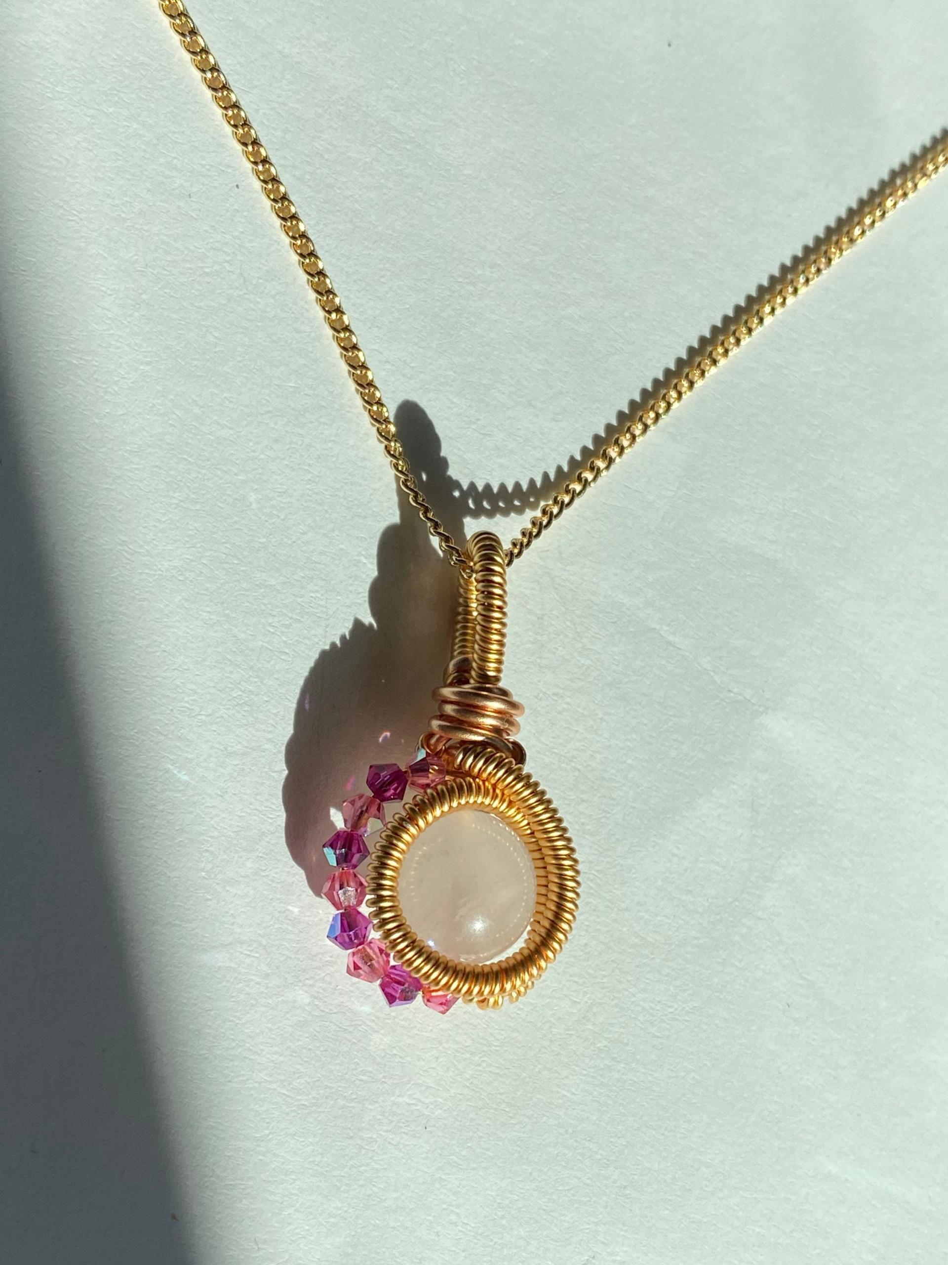 Rose Quartz & Crystal Gold-Plated Necklace