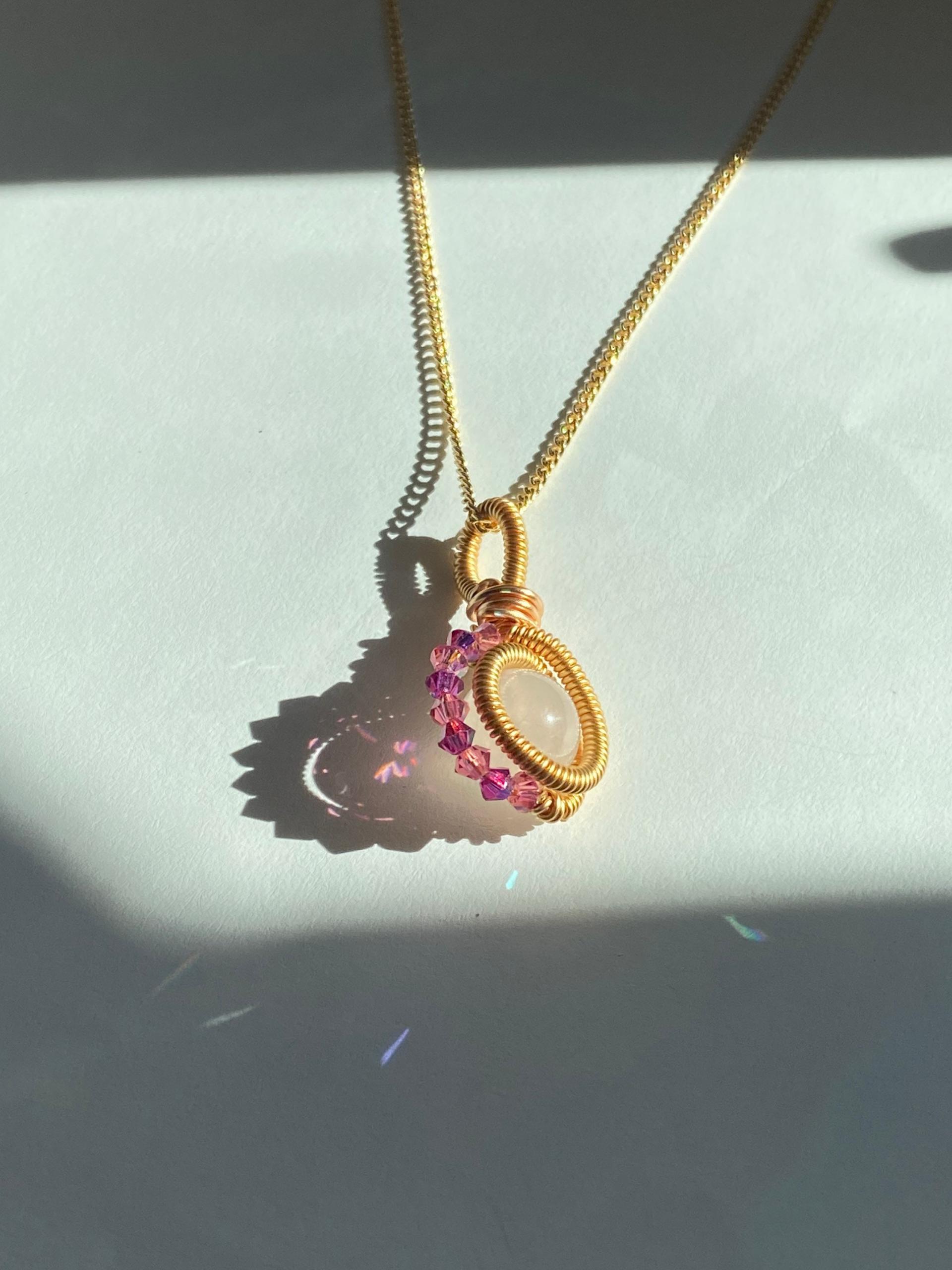 Rose Quartz & Crystal Gold-Plated Necklace