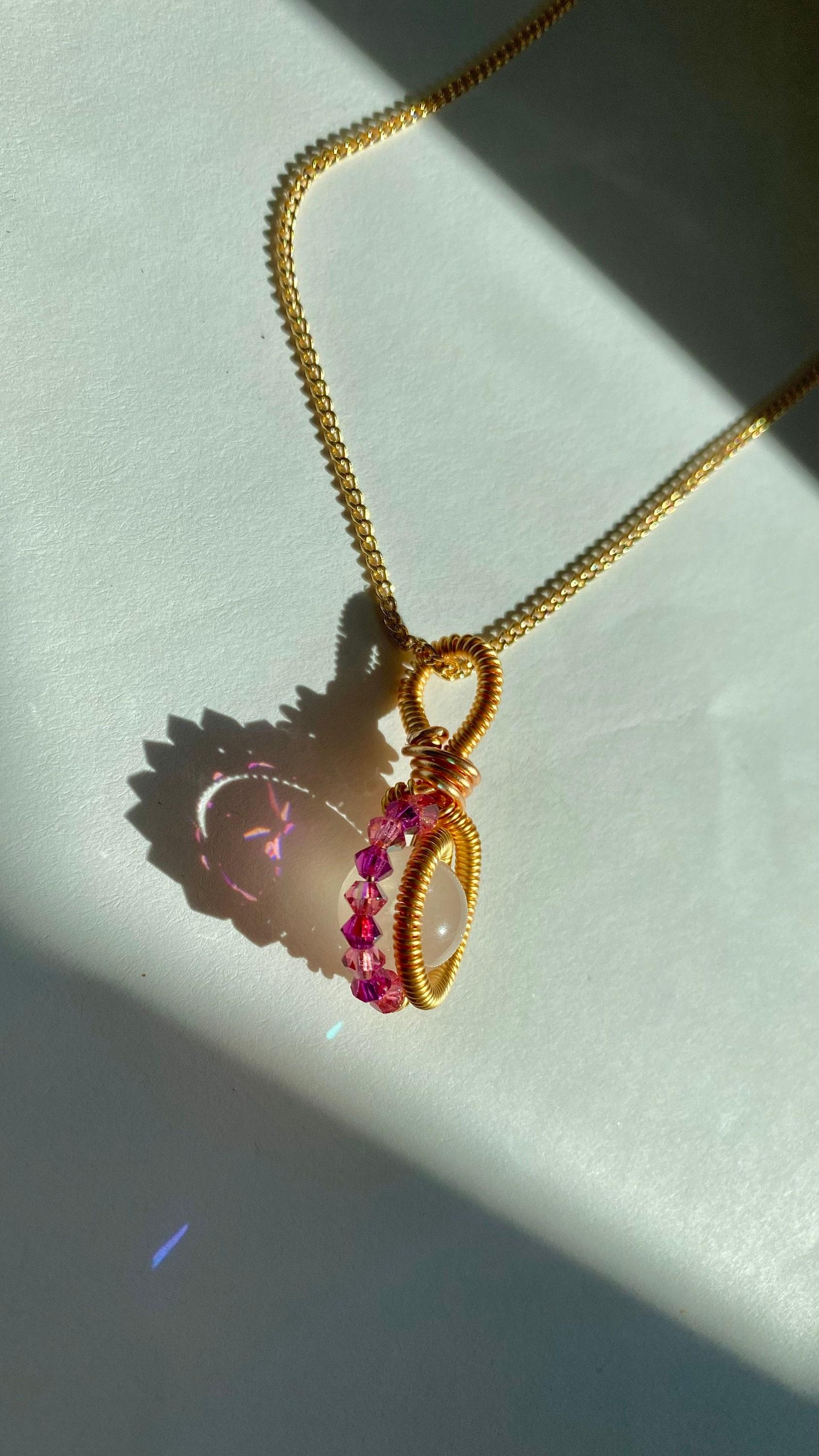 Rose Quartz & Crystal Gold-Plated Necklace