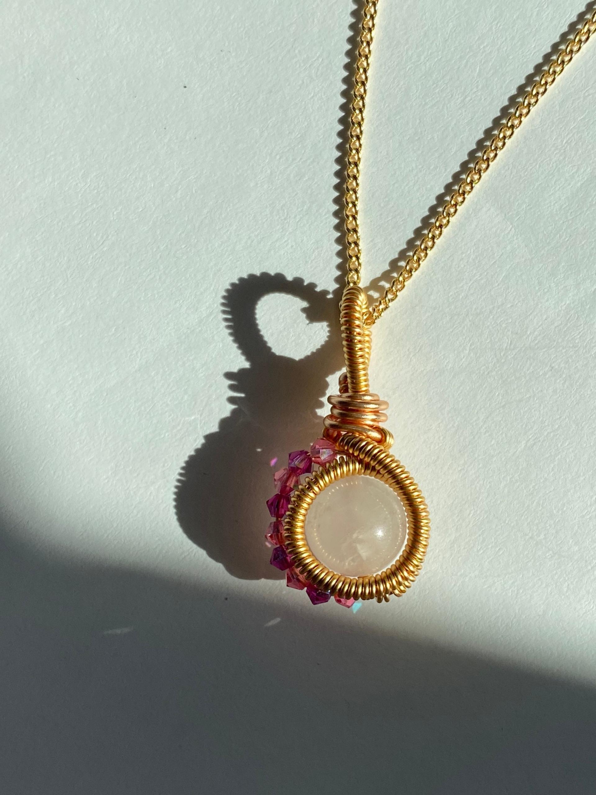 Rose Quartz & Crystal Gold-Plated Necklace
