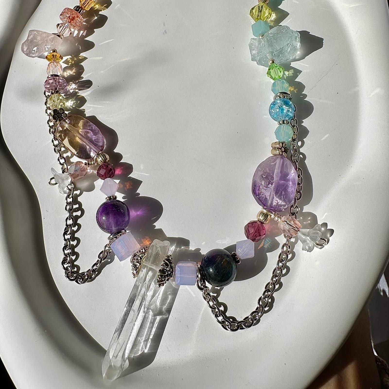 Handmade quartz ametrine amethyst aquamarine