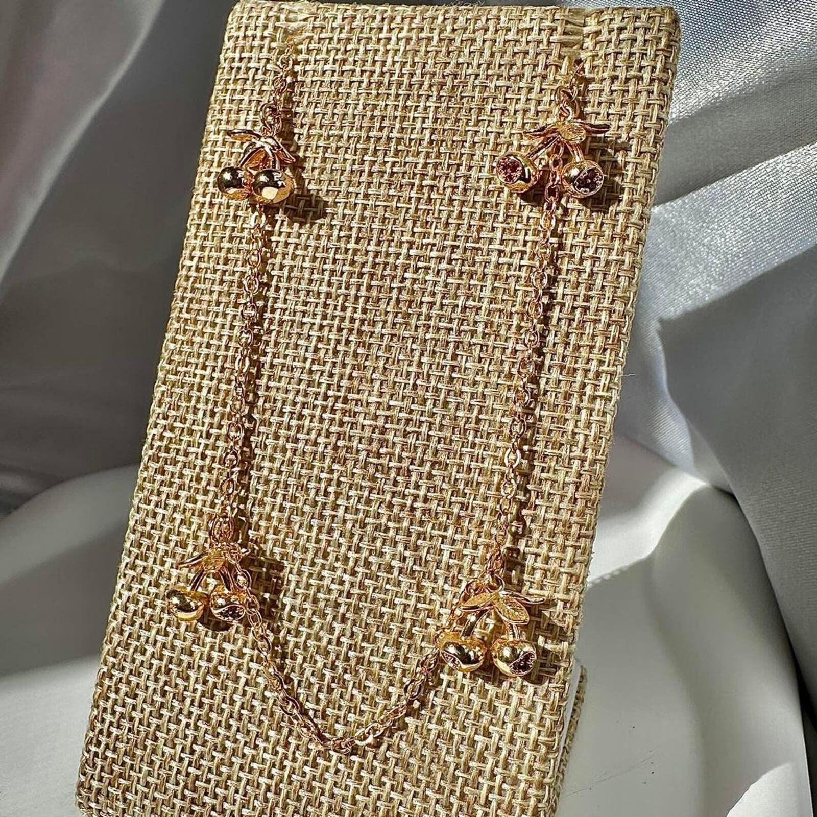 Handmade gold plated red gemstone cherries
