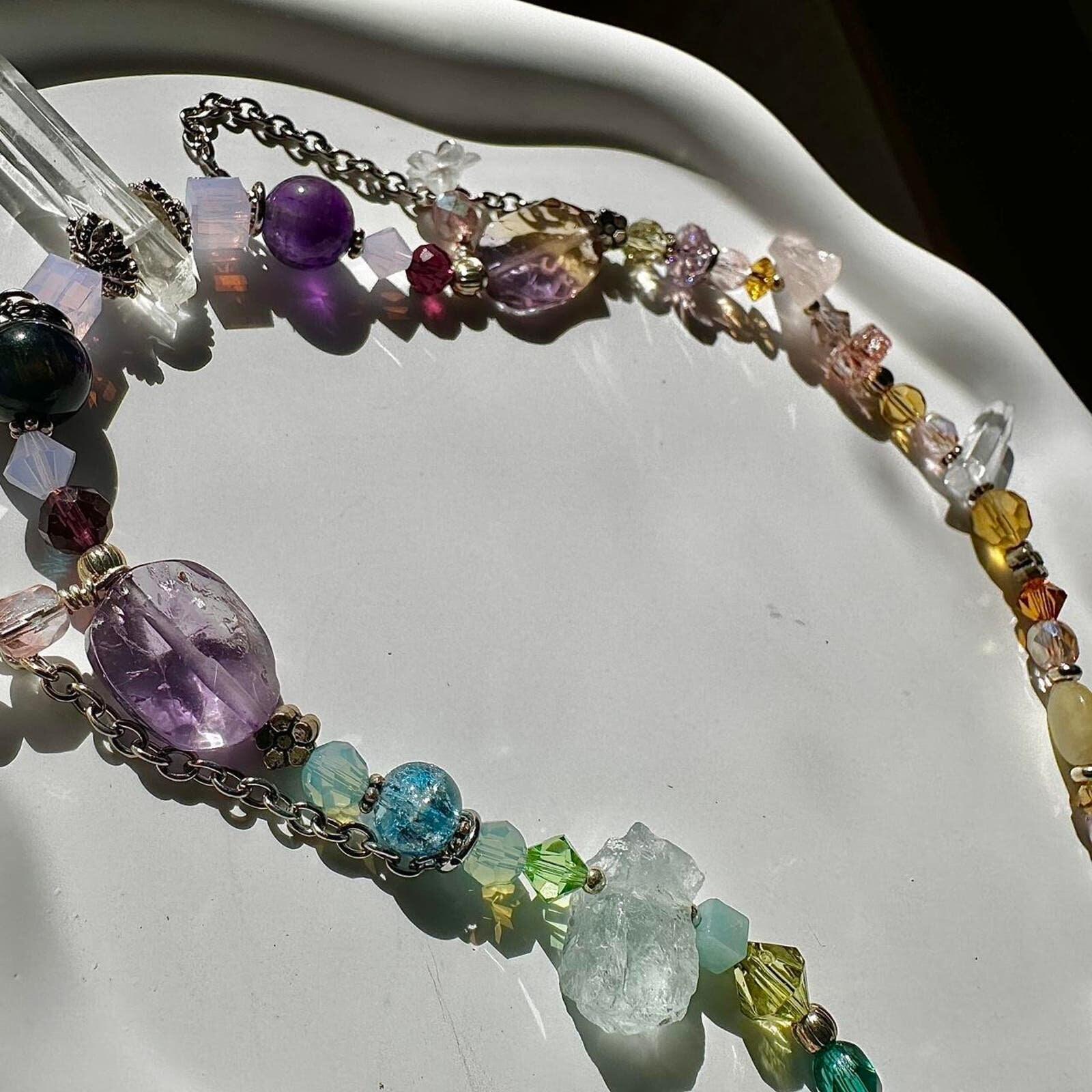 Handmade quartz ametrine amethyst aquamarine