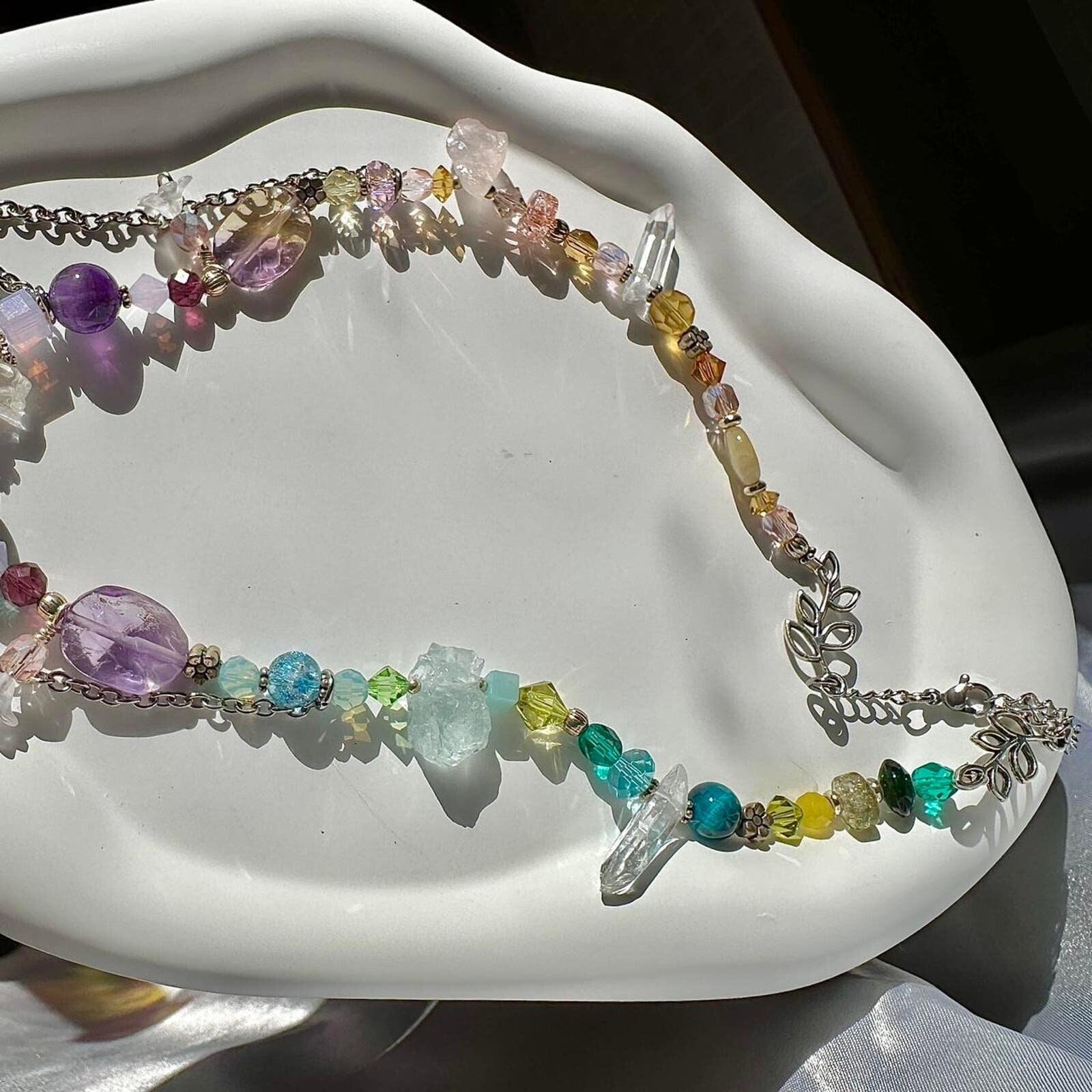 Handmade quartz ametrine amethyst aquamarine