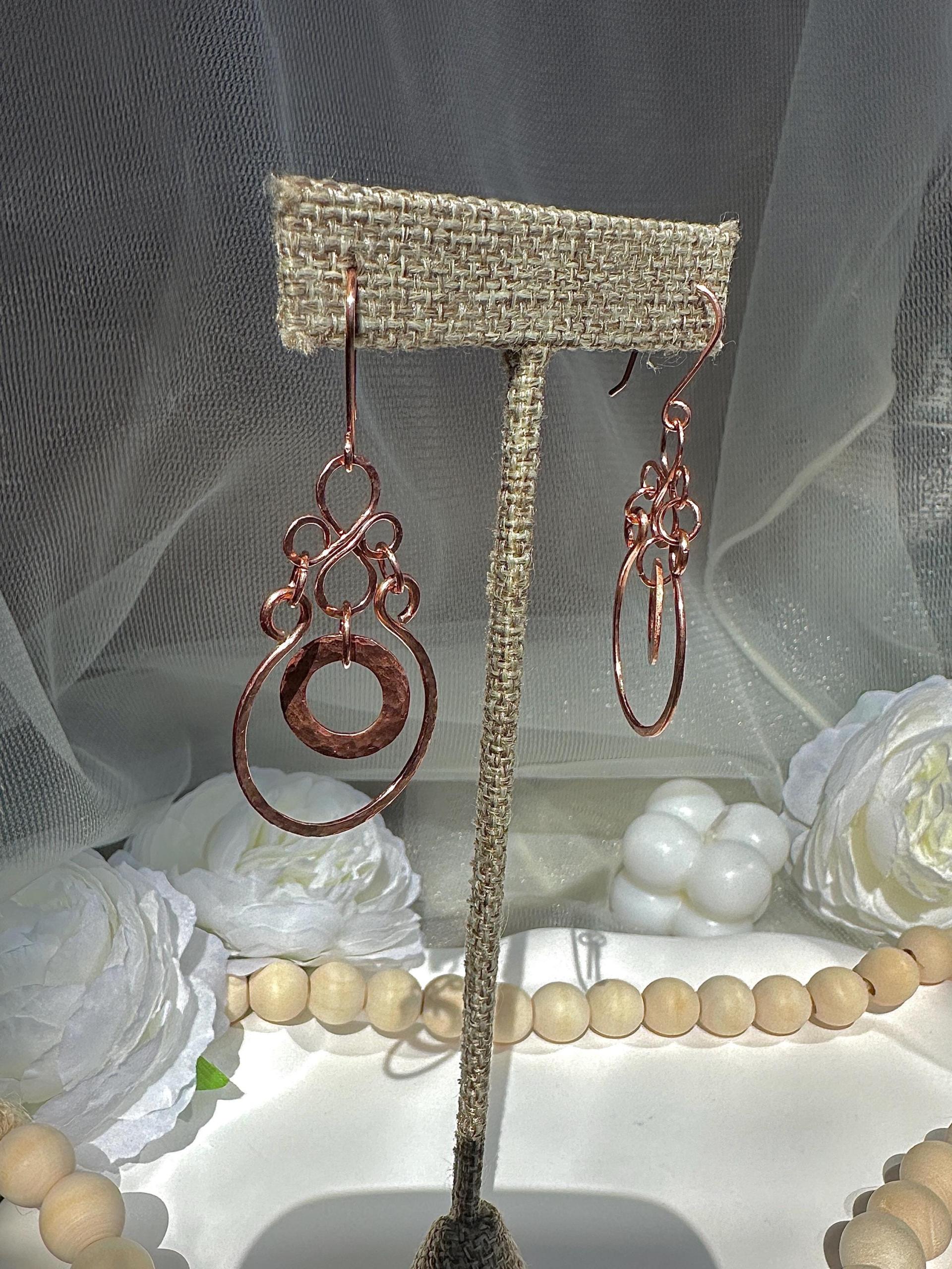 Handmade Hammered Copper Dangle Earrings
