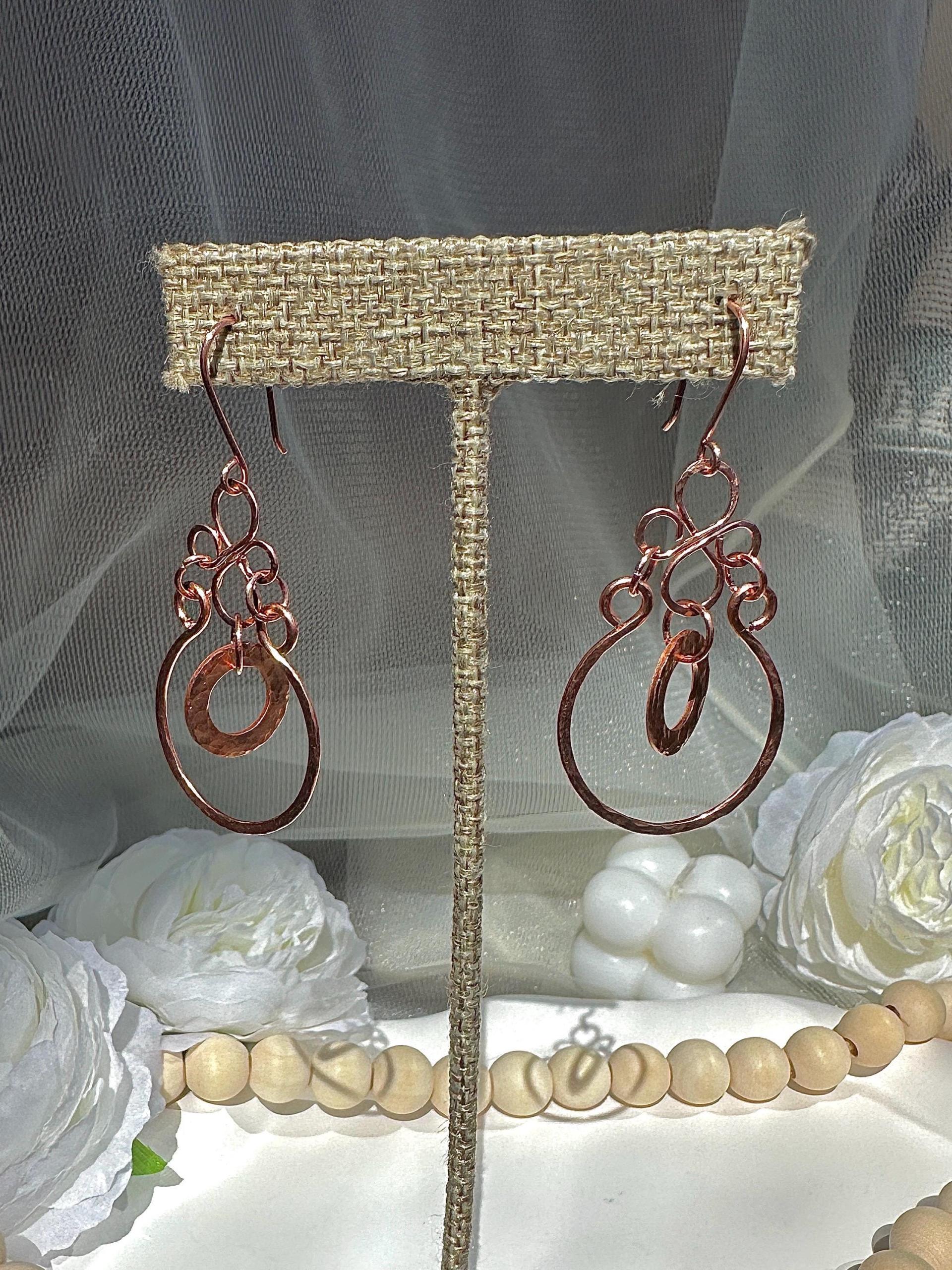 Handmade Hammered Copper Dangle Earrings