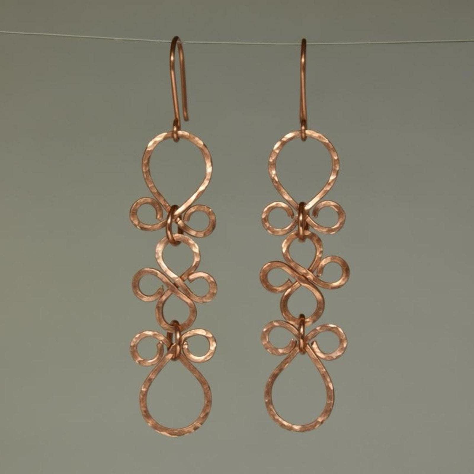 Hammered Copper Fleur Dangle Earrings