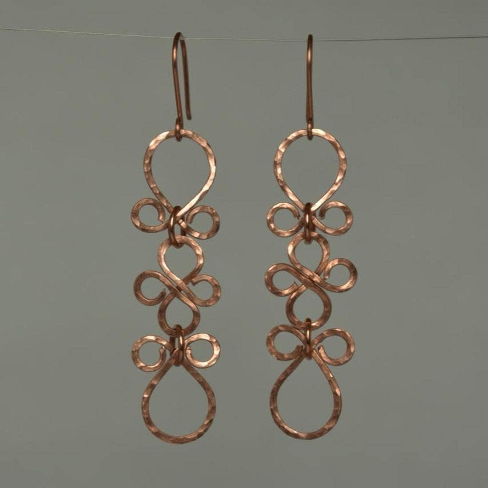 Hammered Copper Fleur Dangle Earrings