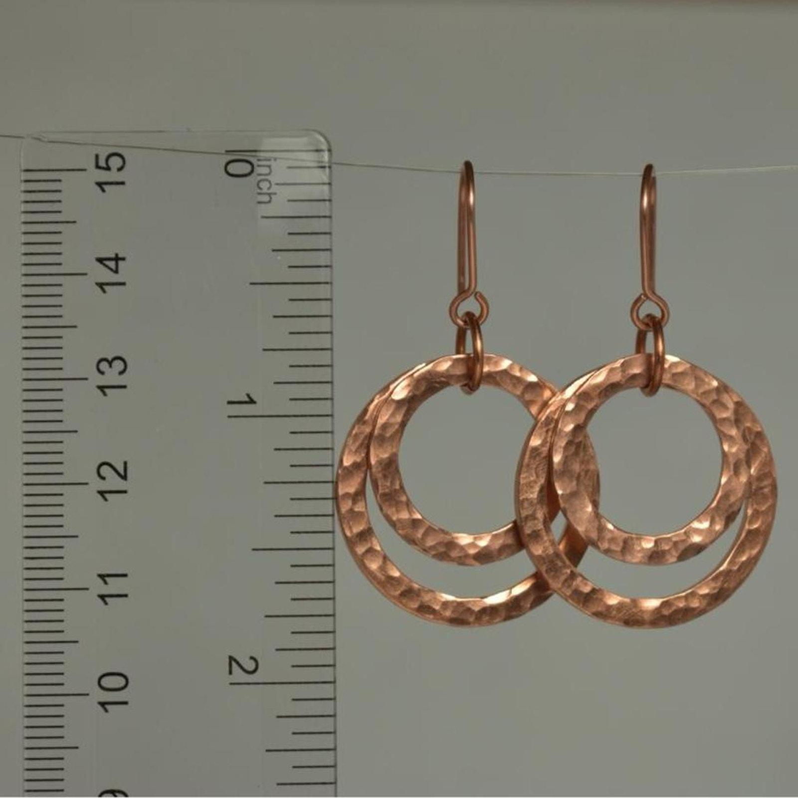 Hammered Copper Circles Dangle Earrings
