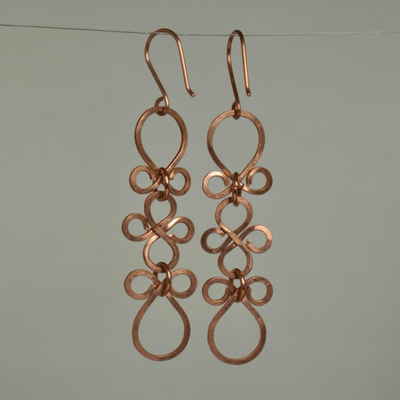 Hammered Copper Fleur Dangle Earrings