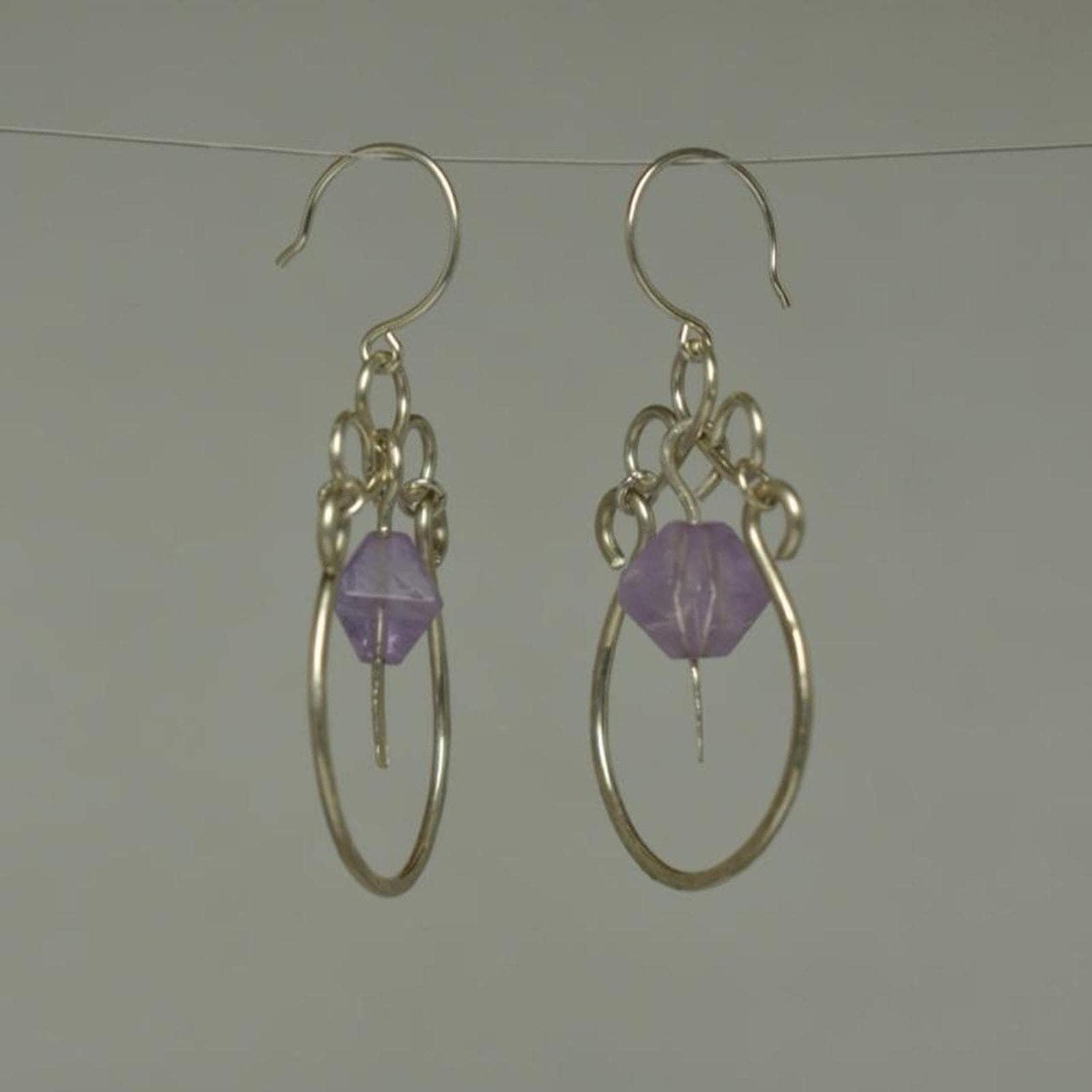 Amethyst & Hammered Sterling Silver Statement Earrings