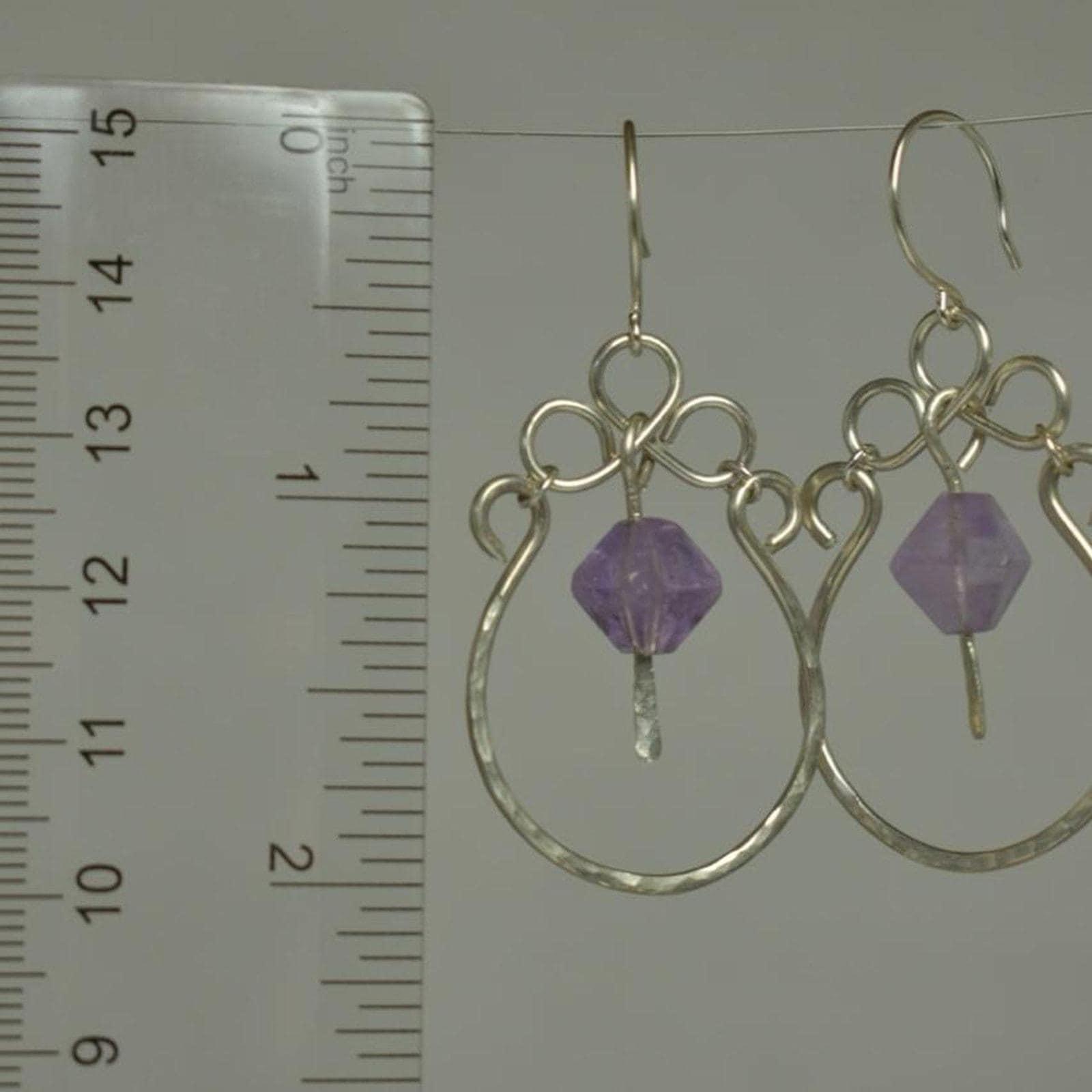 Amethyst & Hammered Sterling Silver Statement Earrings