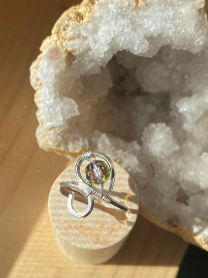 Statement .925 Silver Disco Crystal Ring, Size 5.5