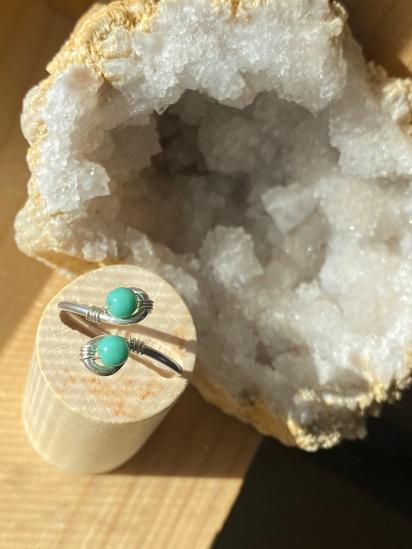 Simple .925 Silver Teal Ring, Adjustable Size 6.5