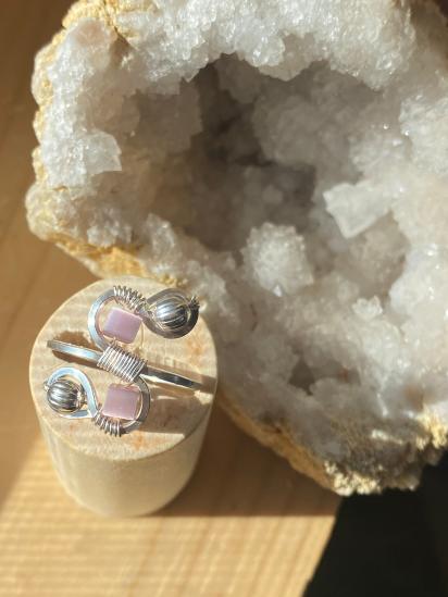Statement .925 Silver Pink Cubes Ring, Size 6