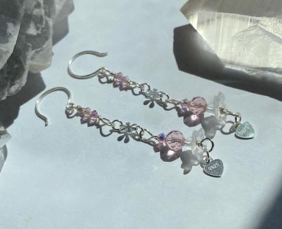 Lavender Crystal Flower .925 Silver Earrings | Spring Fever Collection