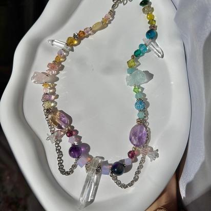 Handmade quartz ametrine amethyst aquamarine