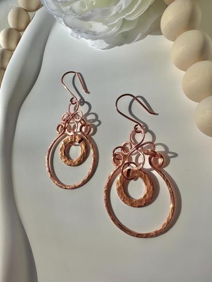 Handmade Hammered Copper Dangle Earrings