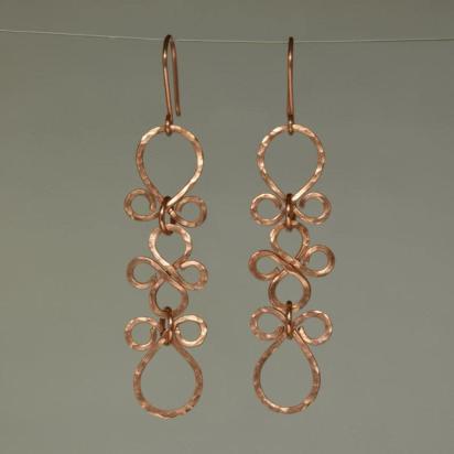 Hammered Copper Fleur Dangle Earrings